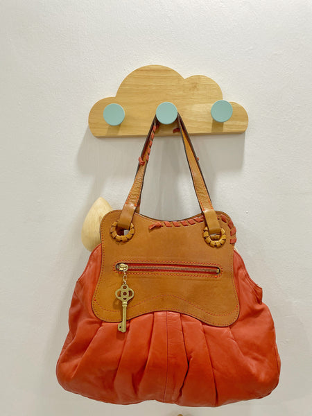 Vintage 1990s Y2K Leather Hobo Bag – Orange terracotta & Tan Boho Shoulder Purse