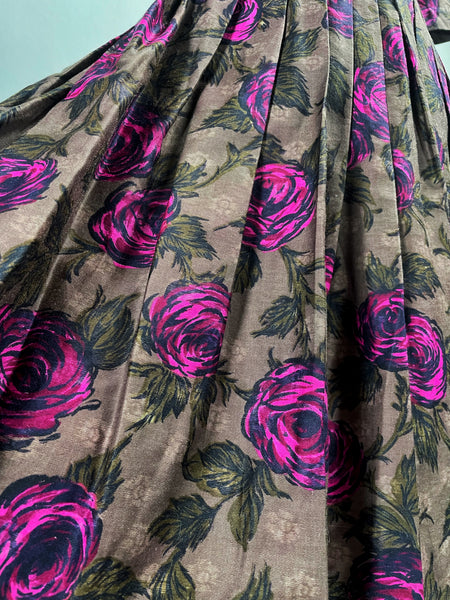 Viva En Rose | Vintage 1950s 1960s Madmen era cocktail dress with rose print