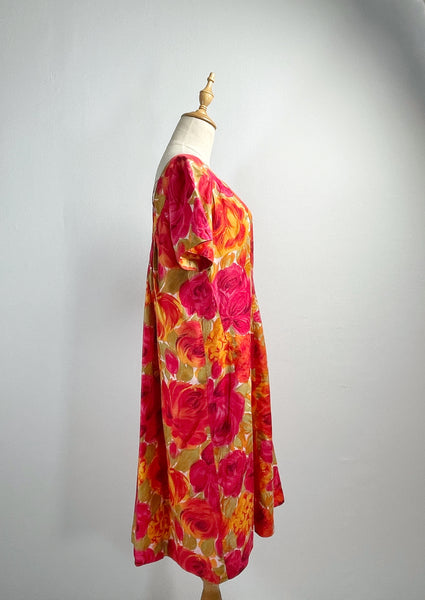 Rosario | Vintage 1950s 1960s 2-way Alice of California rose print floral dress