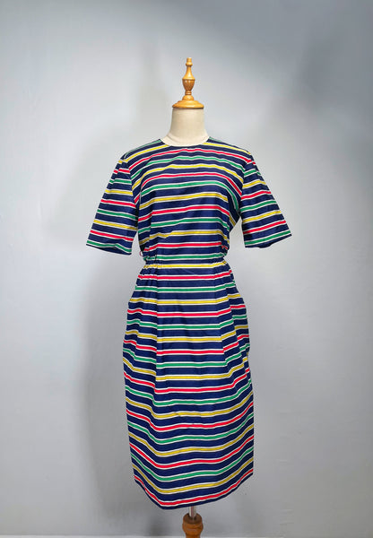 Vintage 1980s nautical theme striped dress with pockets | Jolene |
