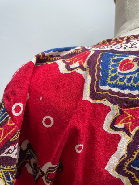 Frankie | Vintage 1960s 1970s Dashiki Handkerchief sleeves Long maxi Batik print dress