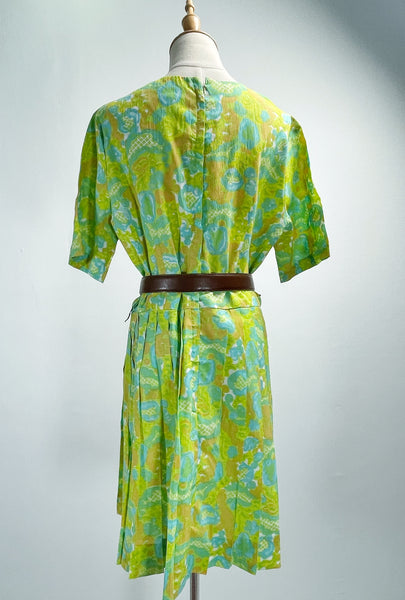 Stila | Vintage 1960s paisley retro print pleated Preppy chic Dress