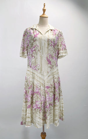 Meridian | Vintage 1980s orchid floral print XL dress