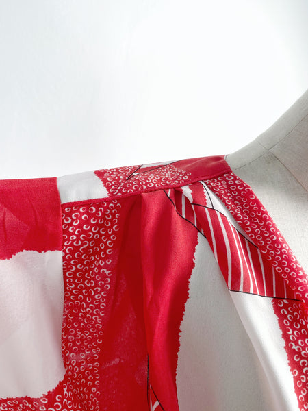 Sasha | Vintage 1980s cowl-neck flowy chiffon geometric print dress