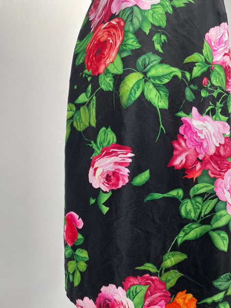 Must Have | 100% Silk Vintage 1960s 1970s Rose print Silk Dress