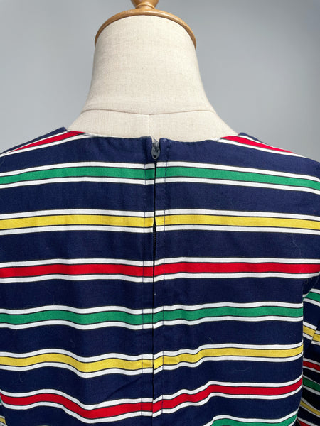 Vintage 1980s nautical theme striped dress with pockets | Jolene |