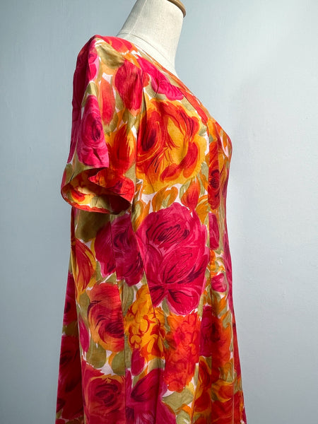 Rosario | Vintage 1950s 1960s 2-way Alice of California rose print floral dress