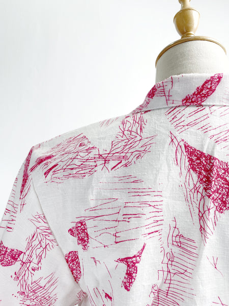 Shelley | Vintage 1980s pop-art abstract scribble print pop-over blazer neckline collared dress