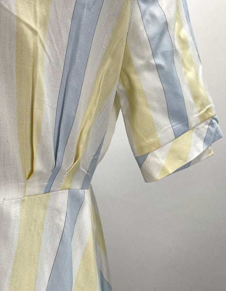 Sal | Vintage 1980s light grey yellow pastel blue fit-and-flare dress (Copy)