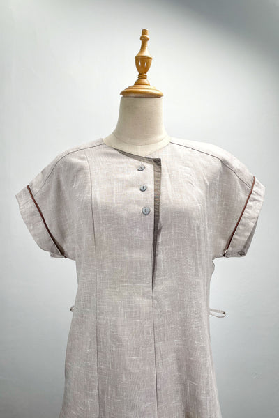 Terry | Vintage 1980s-does-1940s asymmetrical button flap dress