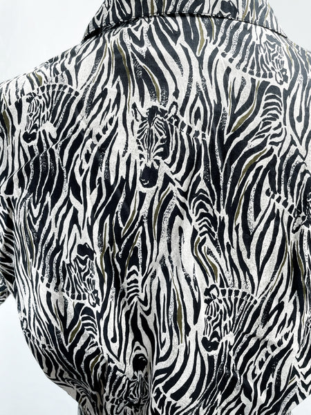 Must-have! | Zelda | Vintage 1970s/80s zebra print fit-and-flare A line dress with matching belt