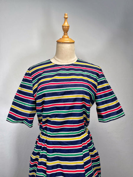 Vintage 1980s nautical theme striped dress with pockets | Jolene |