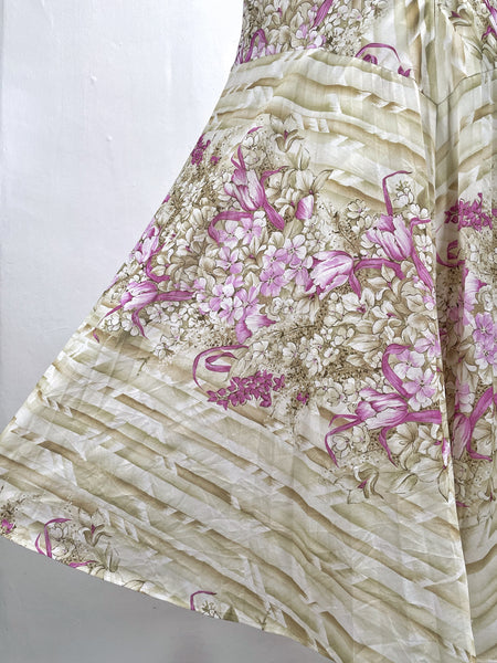 Meridian | Vintage 1980s orchid floral print XL dress