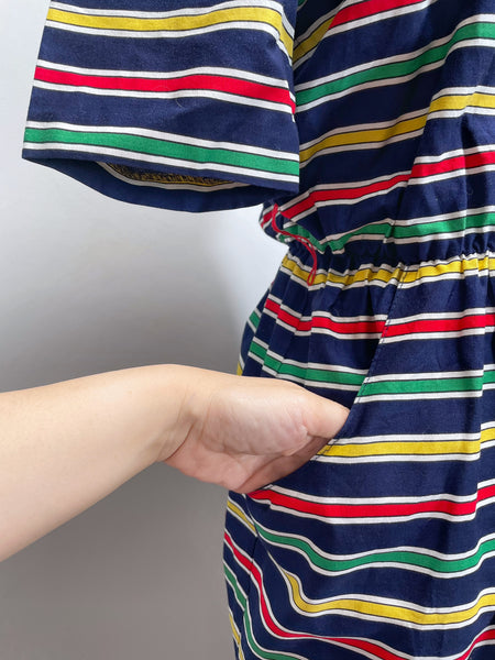 Vintage 1980s nautical theme striped dress with pockets | Jolene |