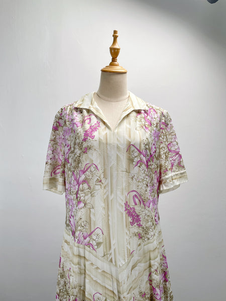 Meridian | Vintage 1980s orchid floral print XL dress