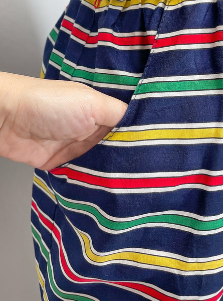 Vintage 1980s nautical theme striped dress with pockets | Jolene |