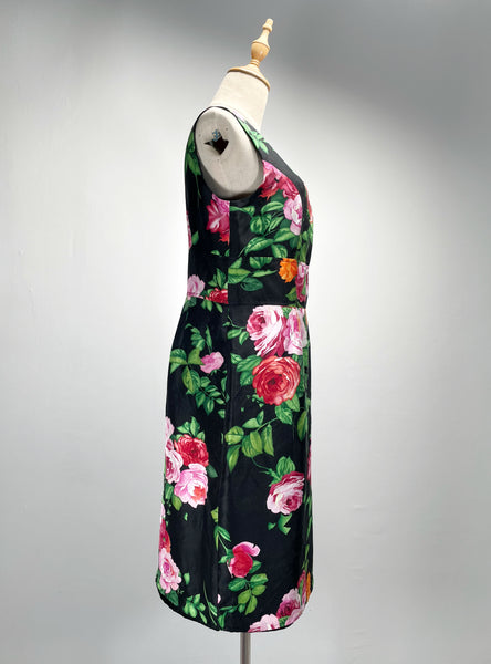 Must Have | 100% Silk Vintage 1960s 1970s Rose print Silk Dress