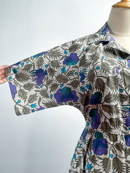Charlotte | Vintage 1980s Batik style Holiday shirt dress