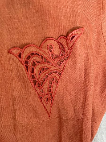 Vanna | Vintage 1950s Rust colored Circle skirt dress with lace pocket square