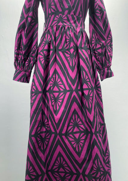 Parker | 2000- does - 1960s 1970s geometric print casual gown with skirt opening