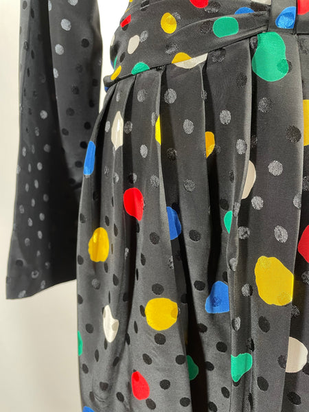 Alice | Signature Vintage 1980s Polka dots everywhere ruched waist cocktail dress