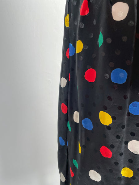 Alice | Signature Vintage 1980s Polka dots everywhere ruched waist cocktail dress