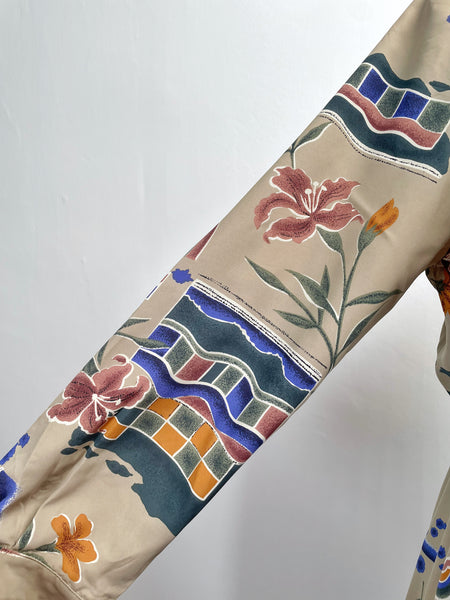 Emily | Vintage 1980s Fletcher Jones Australia novelty abstract print pleated button-down dress