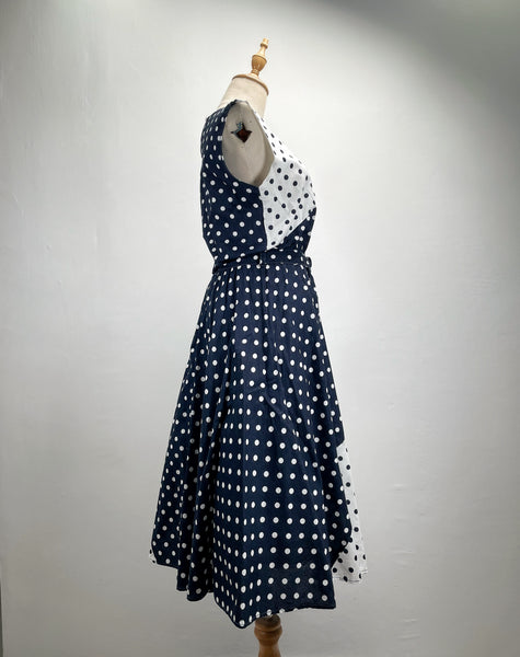 Pepper | Vintage 1980s 100% cotton Black and White Dalmatian polka dots dress