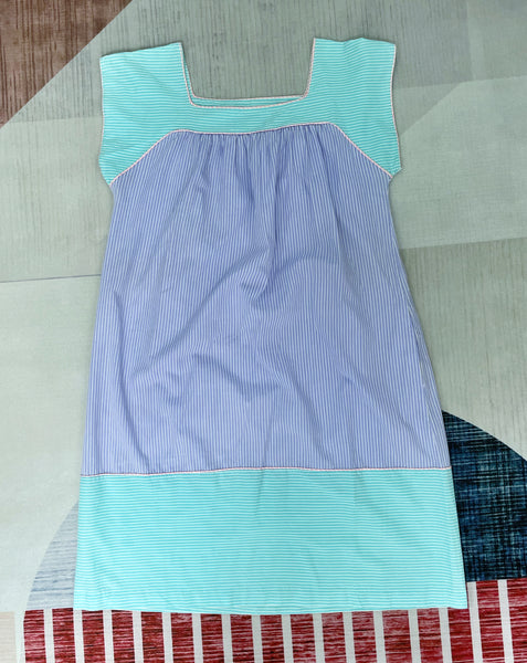 Serene | Vintage 1970s 1980s Pastel tri-color striped dress