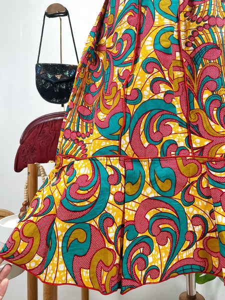Vintage 70s Psychedelic Print Off-Shoulder Midi Dress | Kaen |