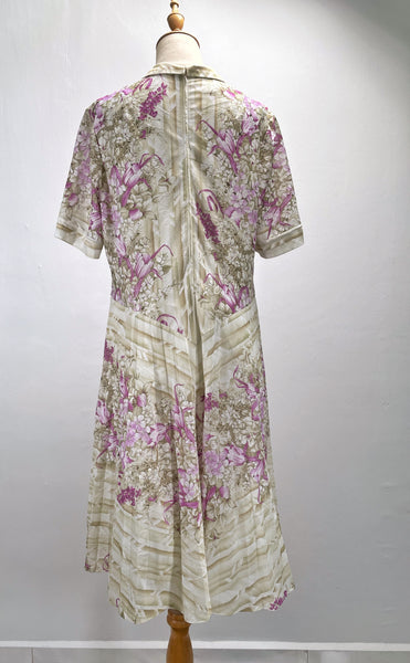 Meridian | Vintage 1980s orchid floral print XL dress