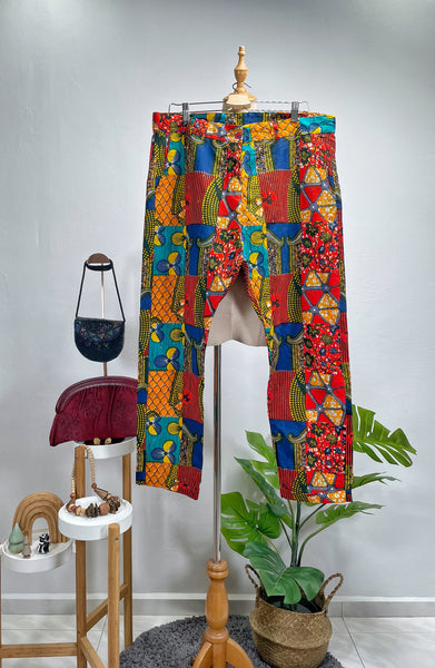 Vintage 60s 70s African Wax Print Patchwork Batik Pants | Ankara Trousers XXL
