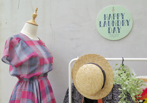 Custard Apple Red | Vintage 1950s 1960s gingham checkered flared skirt dress