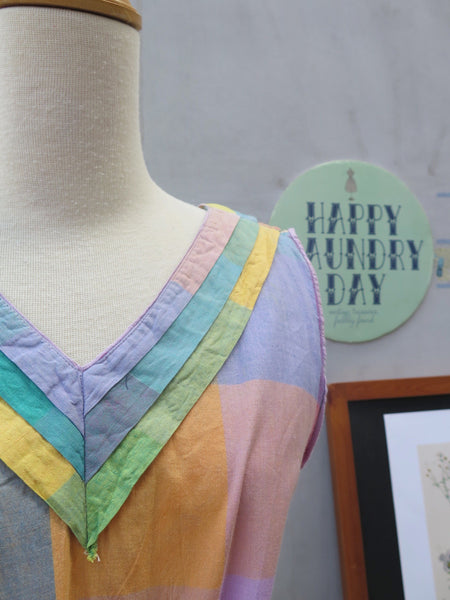 3 cheers! | Vintage 1980s Rainbow plaid sleeveless Summer dress