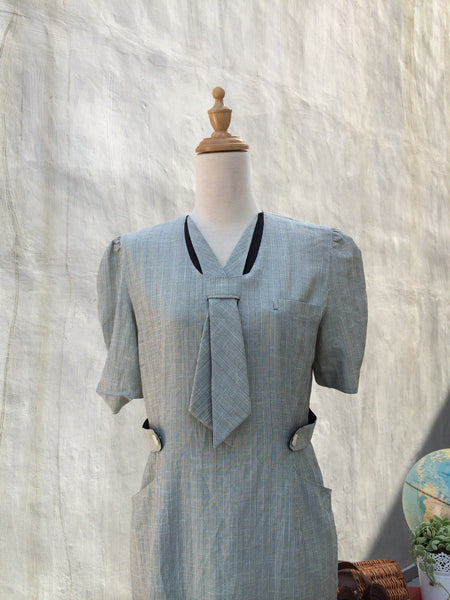 SALE! | Greyhound | Vintage 1980s-does-1940s Nautical theme Sailor tie dress