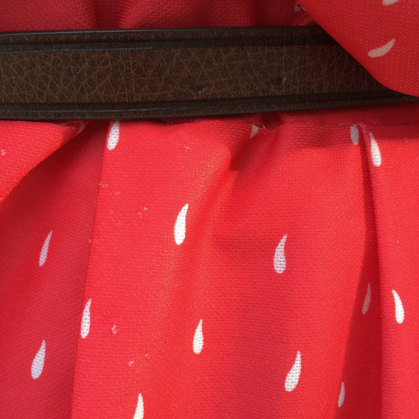 MUST HAVE! | Fire rain | Raindrops are falling in the woods- Bright | Vintage 1930s 1940s bright coral pink Raindrop print dress