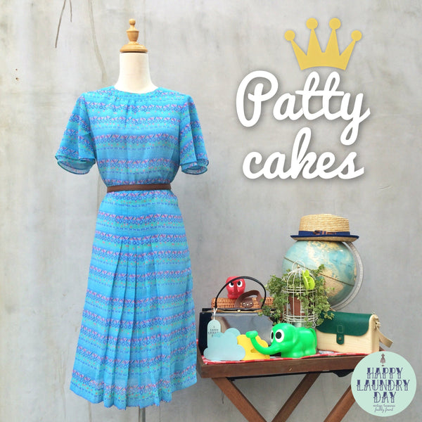 SALE! | Patty Cakes | Vintage 1940s polka dot and zig zag print Day Dress