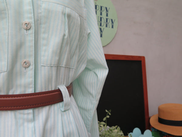 SALE! | Mint Green Mint | Vintage 1980s Mint/White striped 80s Dress