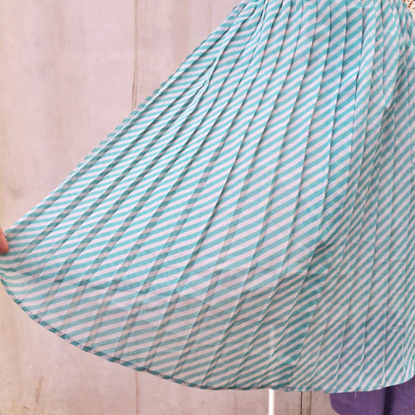 Mint Minx | Japanese vintage 1950s/60s fun flirty Striped shirtwaist dress with Pleated skirt