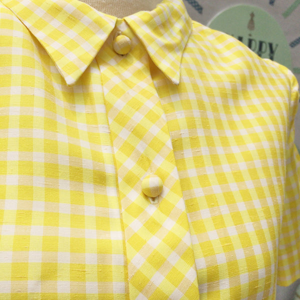Yellow Bird Told Me | Vintage 1950s yellow checkered gingham Handmade Shift Dress