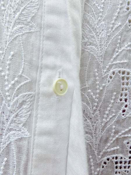 Let us Lattice work | Vintage 1970s 1980s Bohemian hippie latticework Embroidered scalloped collar White Shirt