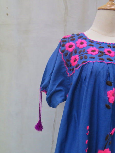 Rosa Rosa | Vintage 1970s hippie bohemian Boho chic Embroidered mexican tassel Maxi Dress