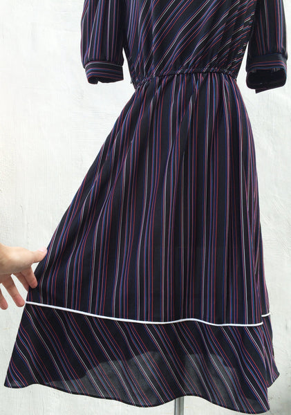 Candy Striper | Liqourice Spice & everything nice Vintage 1970s diagonal stripe day dress Pink Blue stripes