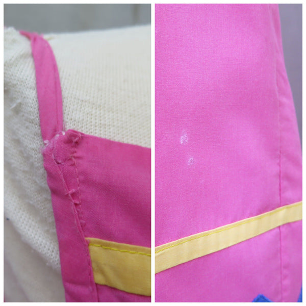 SALE | Geometric appliqué Vintage 1970s 19890s Pink Sun dress with yellow & blue triangles Dress