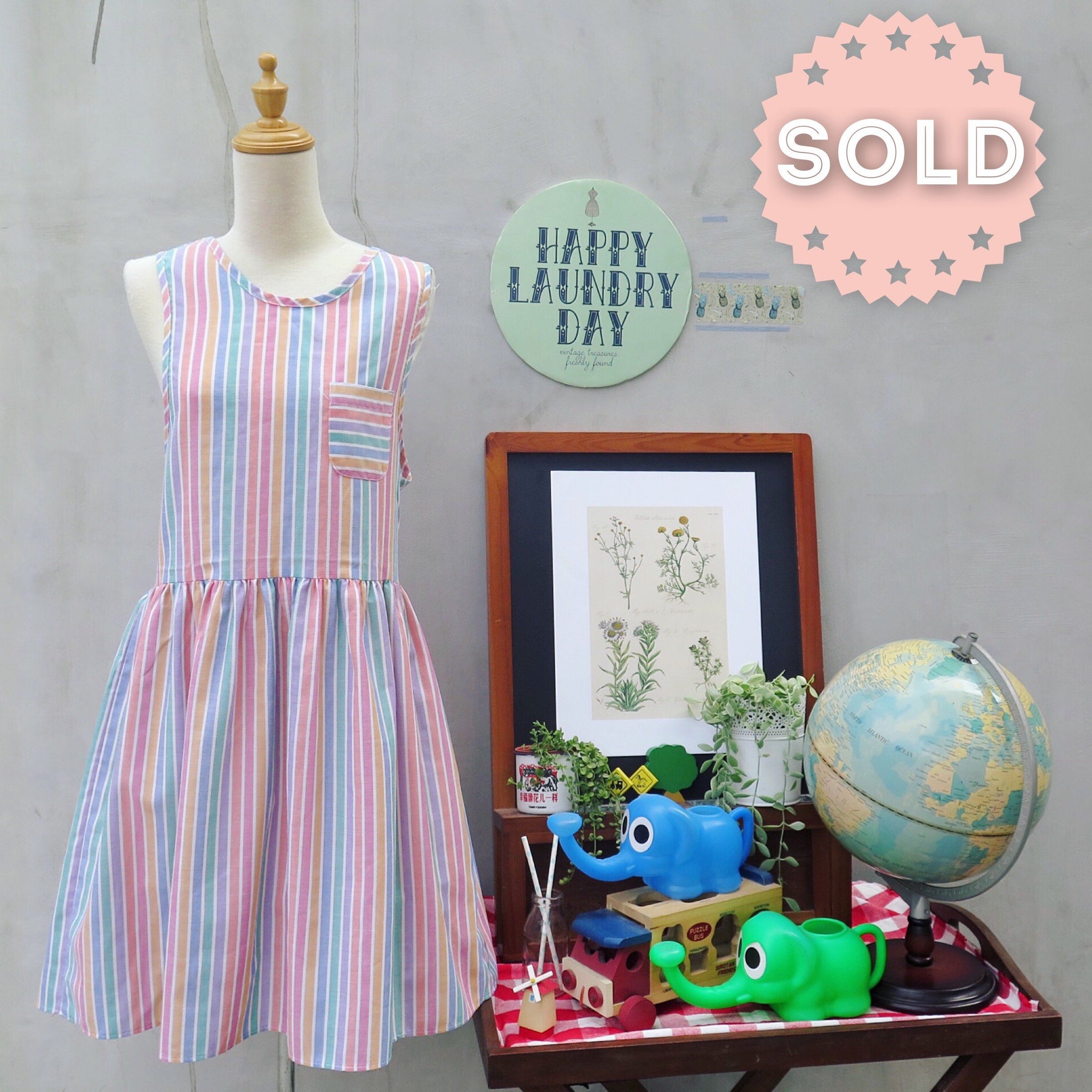 Oh jolly lolly | Vintage 1970s 1980s Summer Ice Lolly striped Jumper dress