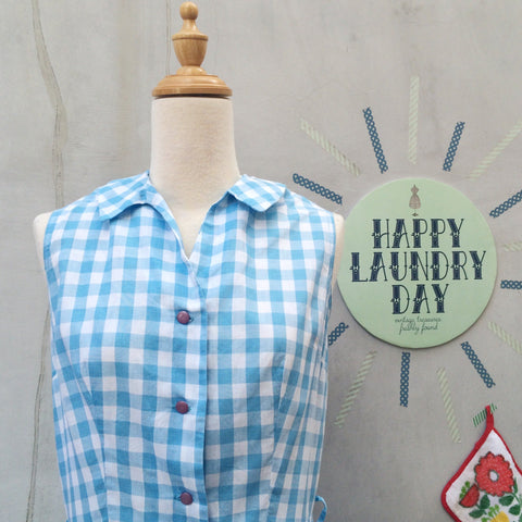 Perfect Pair | Vintage 1950s Handmade blue gingham Button down Dress with POCKETS and Matching Jacket