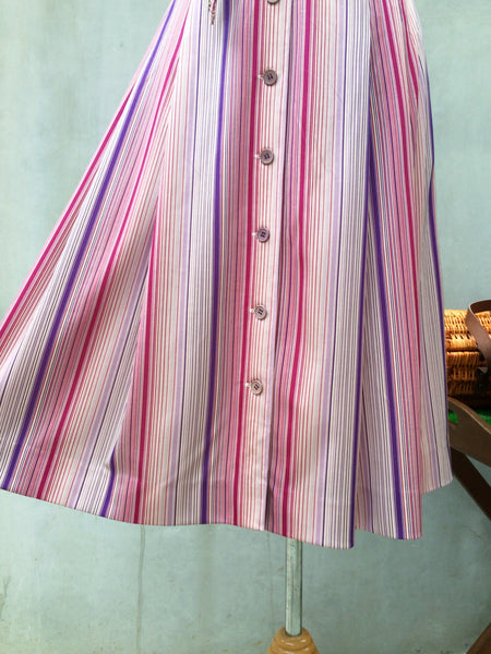 Pink Wink | Vintage 1970s vertical stripes Pink purple dress