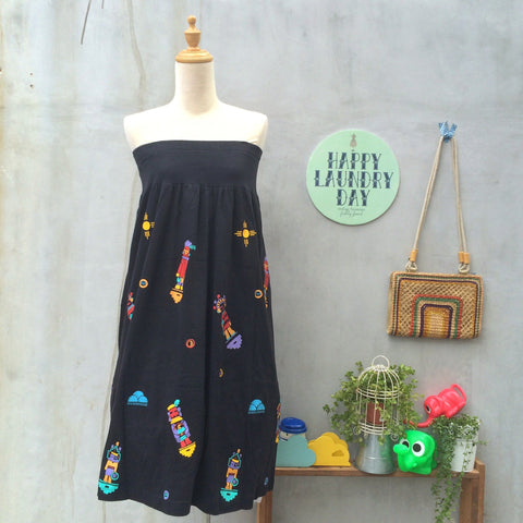 Robot Dreams | Vintage 1970s 1980s pop art Neon novelty Native American Cartoon Print MAXI skirt with POCKETS