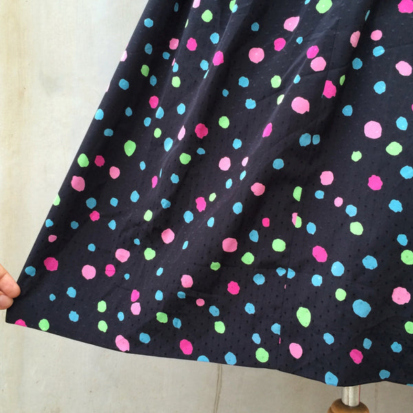 Paint me a Polka Dot | Vintage 1960s 1970s painted abstract polka dot Summer Sweets satin skirt