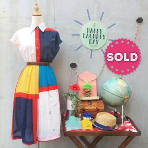 Duo Tone Twice | Vintage 1960s Color Blocked pleated Shirtwaist Dress